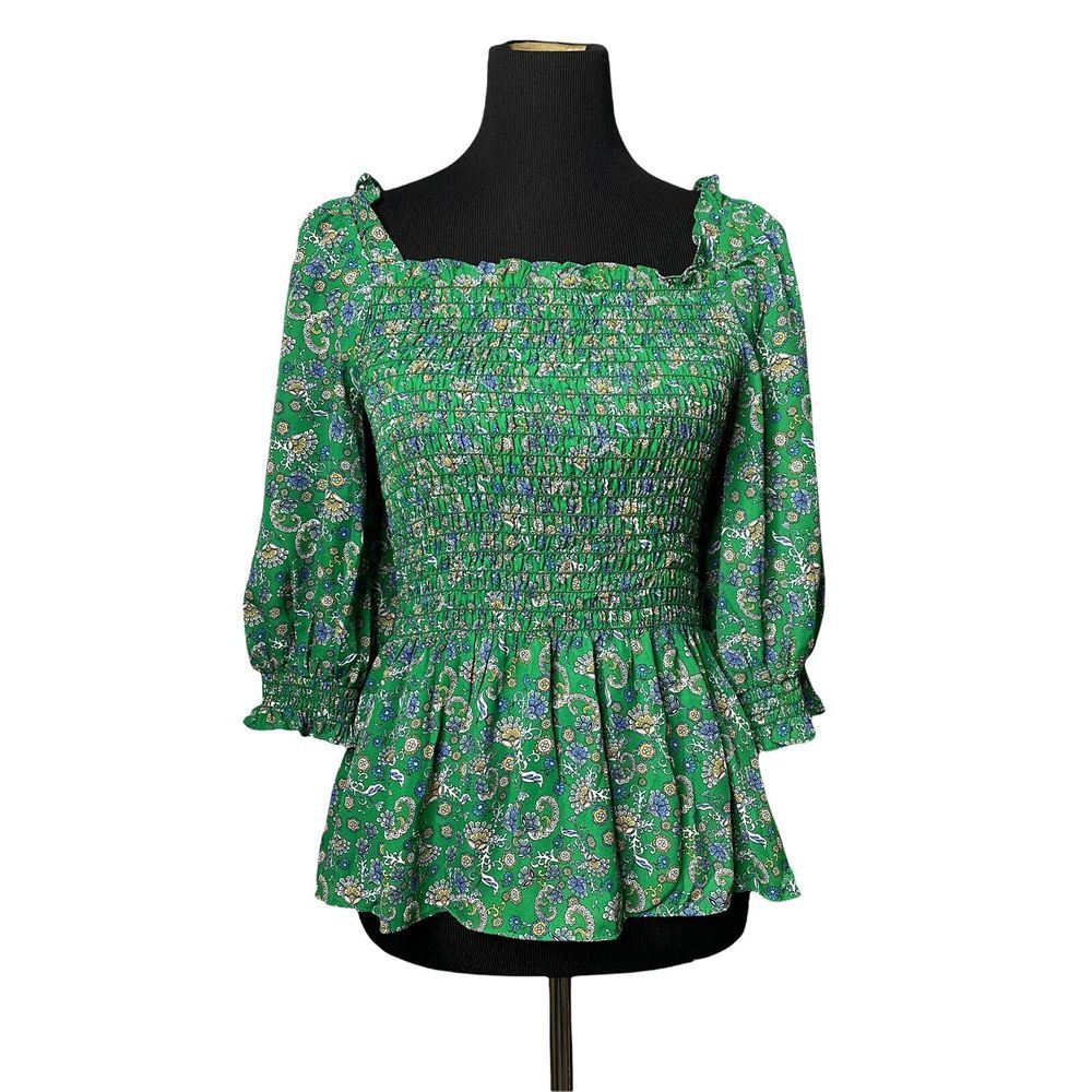 Max Studio Woman's Feminine boho  top blue & green SZ‎ M